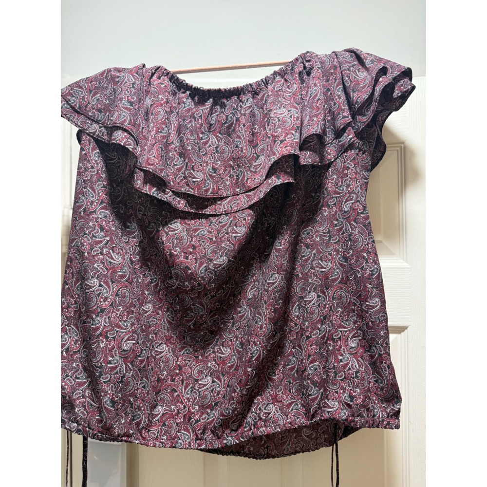 MICHAEL Michael Kors Paisley Off The Shoulder Ruffle Blouse Top XL